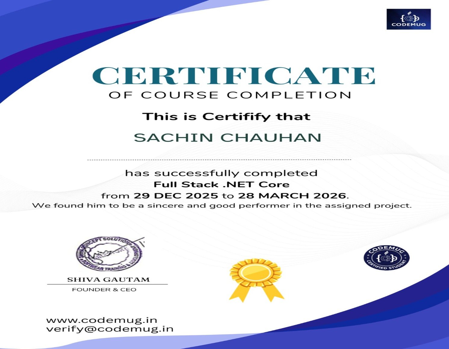ScholarHat Course Completion certificate sample